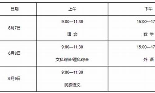 高考科目 时间安排,高考考试科目安排时间表